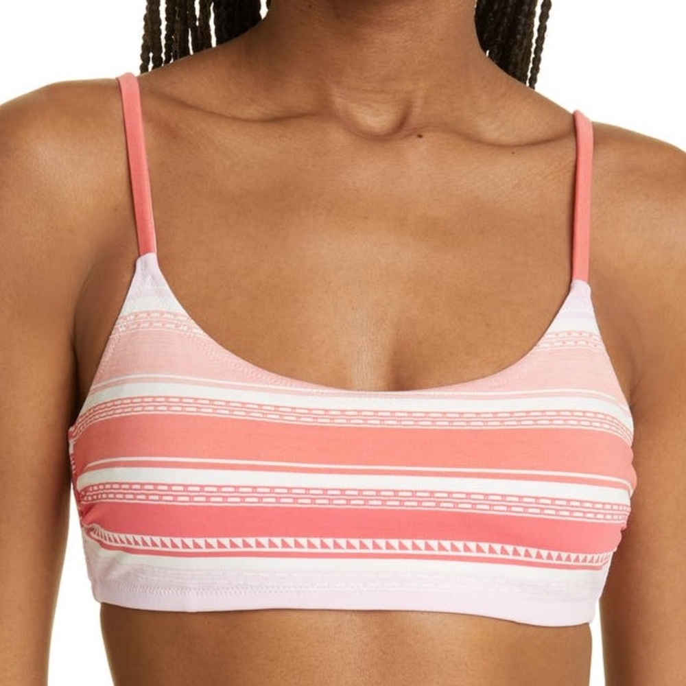 New Lemlem x Anthropologie Eschal Bralette Med Pink Lilac Striped Bikini Top
